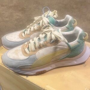 Puma Pastel Blue and Green Sneakers